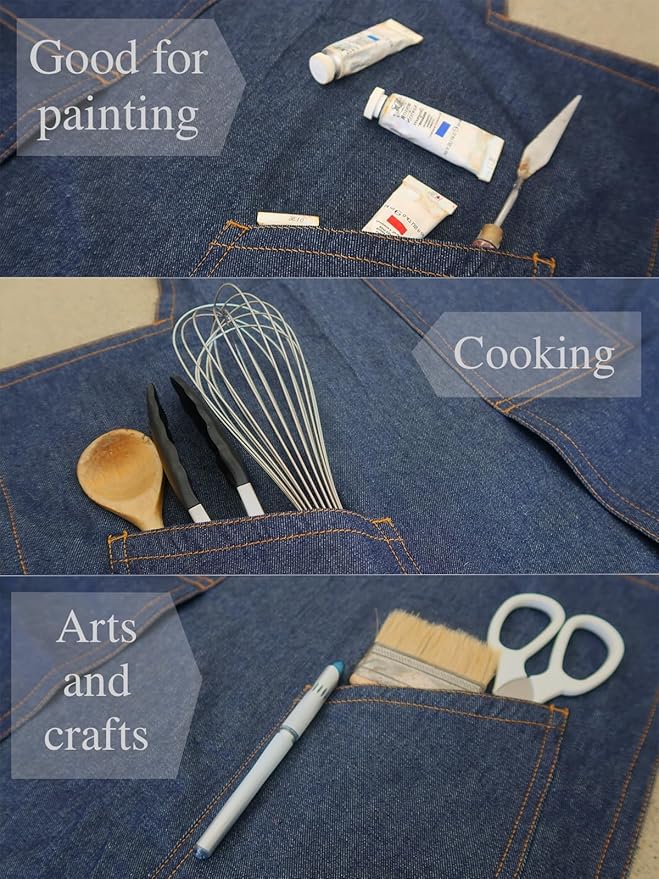 BLUE DENIM, the original split overlapped apron for potters, chefs, gardeners, artists, men and women