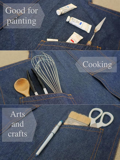 BLUE DENIM, the original split overlapped apron for potters, chefs, gardeners, artists, men and women