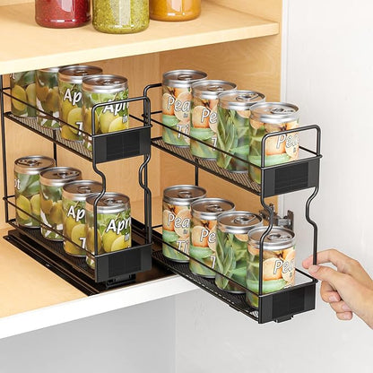 SpaceAid Pull Out Spice Rack Organizer for Cabinet, Heavy Duty Slide Out Seasoning Kitchen Organizer, Cabinet Organizer, with Labels, 7.7" W x10.75 D x10 H, 2 Drawers 2-Tier - Image 5