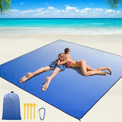 WIWIGO Beach Blanket Waterproof Sandproof Beach Mat 79" X 83"/10'x9'for 2-8 Adults Quick Drying Outdoor Picnic Mat Beach Accessories for Travel, Camping, Hiking by WIWIGO