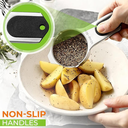 Spring Chef Magnetic Stainless Steel Measuring Cups, Patented, Kitchen Tools with Easy to Read Markings for Measuring Dry or Liquid Ingredients, Set of 7, Black - Image 6