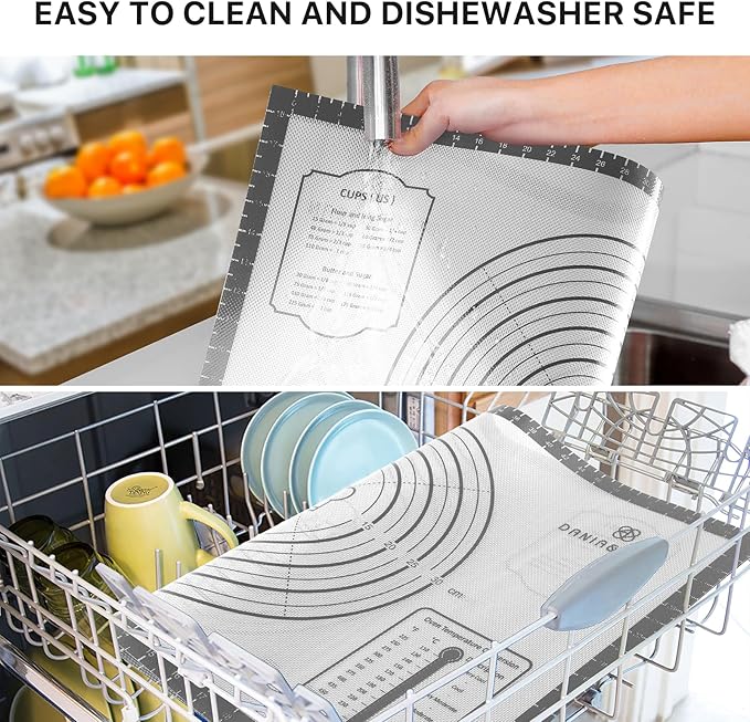 Silicone Mat, 26 x 16inch Extra Large Non-stick Pastry Baking Mat with Measurement, Resuable Thick Cookie Sheet Counter Mat, Dough Rolling Mat, Oven Liner, Fondant/Pie Crust Mat - Image 6