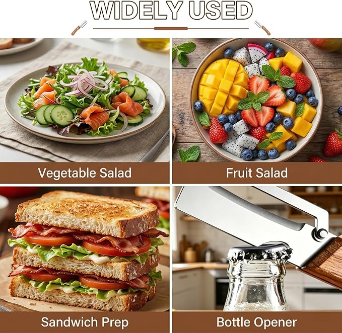 MultiFunctional Vegetable Peeler for Kitchen, Vegetable Peeler with Wooden Handle and Bottle Opener, 2-in-1 Stainless Steel Kitchen Peelers for Fruit Veggie Apple Potato Pumpkin Papaya(2PCS) - Image 7