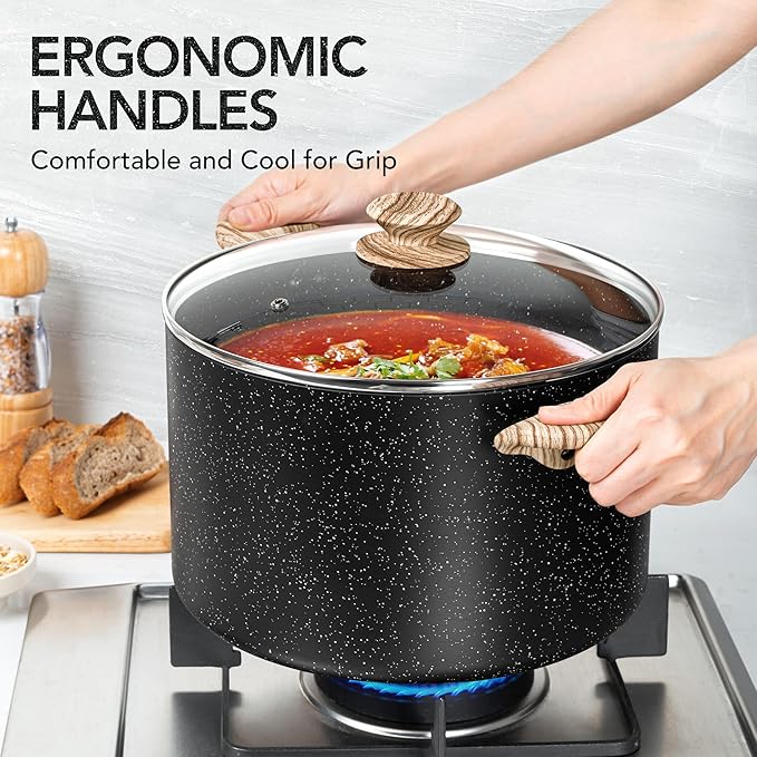 MICHELANGELO Stock Pot with Lid, 10 Quart Large Pot for Cooking, Nonstick Cooking Pot with Healthy Coating, Non Stick Soup Pots Induction Compatible - Image 6