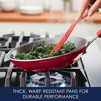 Rachael Ray Cook + Create Nonstick Cookware/Pots and Pan Set, 10 Piece, Red