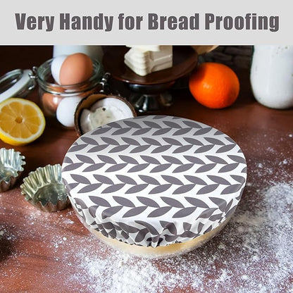wegreeco Elastic Reusable Bowl Covers for Bread Proofing, Fabric Cloth Sourdough Bowl Covers for Proofing - Set of 3, Grey Leaf