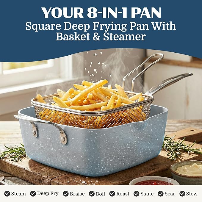 Granitestone Ceraluxe 20 Pc Ceramic Cookware Set Nonstick, Complete Pots and Pans Set Non Stick with 5 Pc Bakeware Set, Deep Frying Pan Set, & Steamer, Non Toxic PFOA Free, Oven & Dishwasher Safe - Image 4