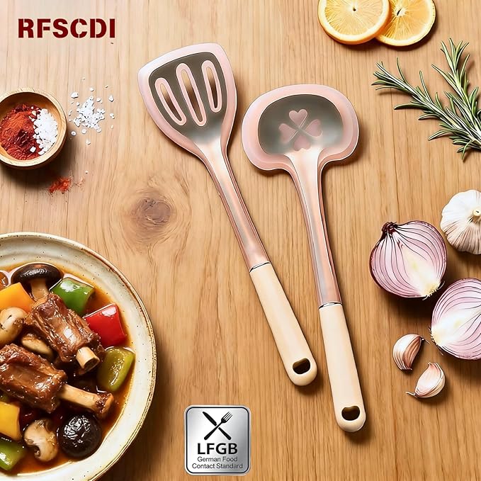 2-Piece Cooking Spatula Set - German standard Food-Grade Silicone with Steel Core, Heat Resistant Up to 500℉, Non-Stick Cooking Utensils for Kitchen with Ergonomic Non-Slip Handle (Pink) - Image 2