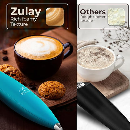 Zulay Kitchen Patented Tornado Triple Whisk Milk Frother with 4 Duracell Batteries – Handheld Foam Maker for Coffee, Lattes, Matcha & Hot Chocolate – Rich, Creamy Froth in Seconds - Teal Blue - Image 6