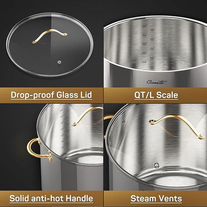Ciwete Stock Pot 20 Quart, 3 Ply Stainless Steel Stock Pot with Lid, 20 Quart Soup Pot with Copper Handle, Healthy Stockpots, Induction, Oven, Gas and Dishwasher Safe - Image 8