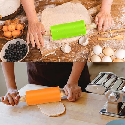 4 Pack Mini Rolling Pin for Kids, 9 Inch Wooden Handle Rolling Pin Non-Stick Silicone Rolling Pins for Children Cake Baking - Image 7