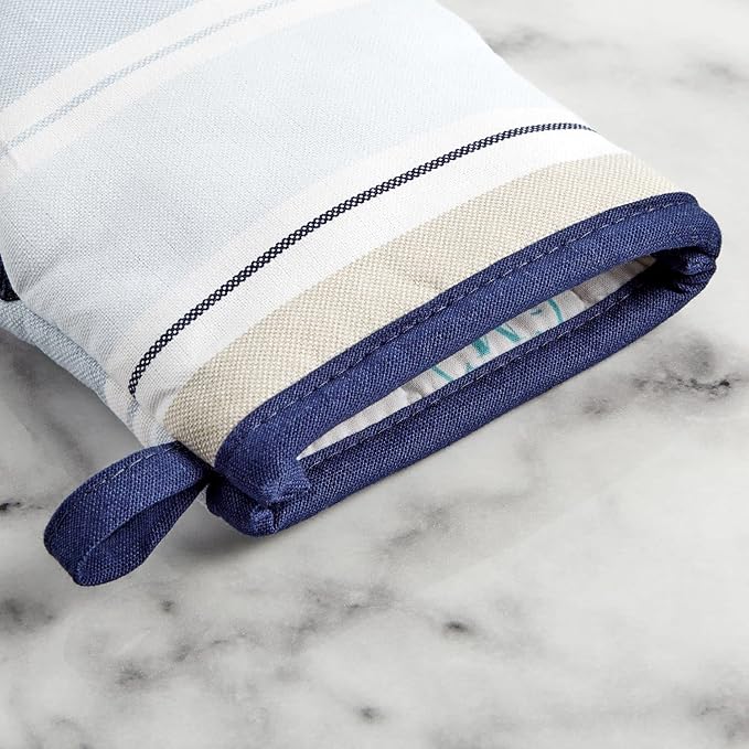Martha Stewart Thin Stripe Mini Oven Mitt 2-Pack Set, Blue, 5.5"X8" - Image 4
