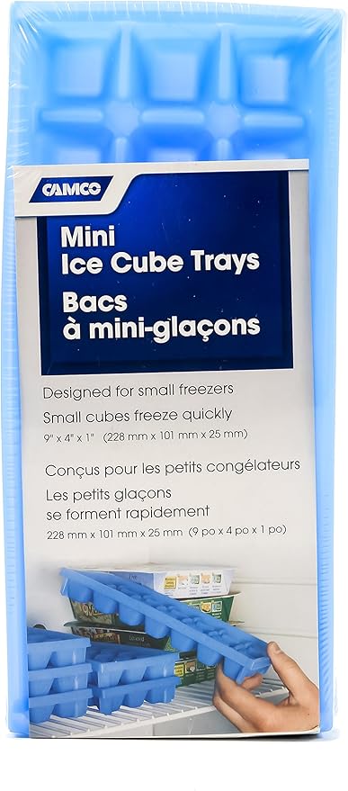 Camco Stackable Miniature Ice Cube Tray for Compact Spaces, 2-Pack (44100), Blue - Image 5