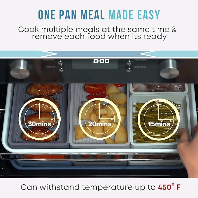 Sandunes Silicone Sheet Pan Dividers for Cooking & Meal Prep - Nonstick Bakeware Sets - 4 Silicone Baking Sheet Dividers for Oven, Air-fryer, Microwave & Dishwasher-Safe