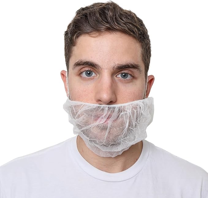 Beard Nets, Disposable Beard Covers, Beard Net for Food Service, Cooking, Cleaning, 18" and 21"