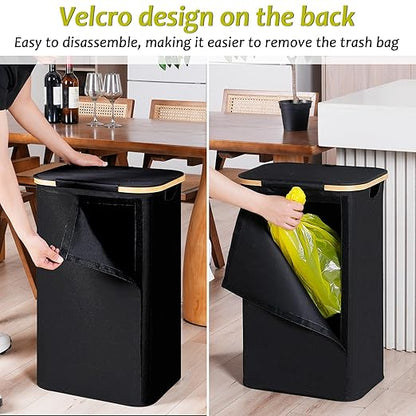 efluky Recycling Bin Holder 100L, 26 Gallon Trash Can with Lid, Garbage Bag Holder for Yellow Bags, Easy Removal, (Inner Bag Not Included) -Black - Image 3