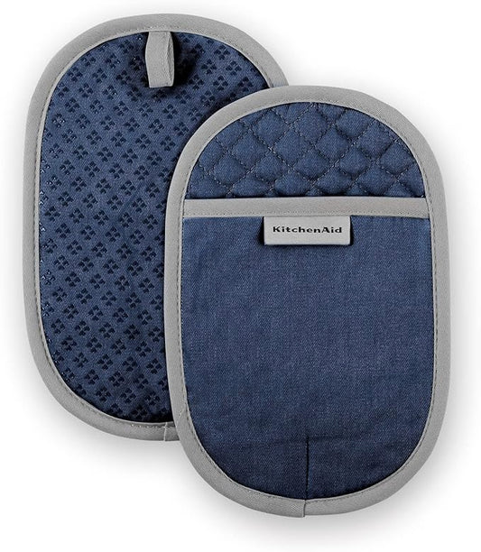 KitchenAid Asteroid Pot Holder 2-Pack Set, Blue Willow, 6.5"x10" by KitchenAid