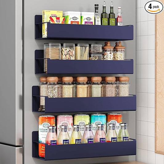 Vetacsion 4 Pack Moveable Fridge Magnetic Spice Racks,Metal Purple