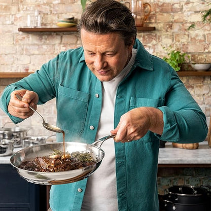 Jamie Oliver by T-fal Cook Smart 10-Piece Cookware Set, Uncoated Stainless Steel, Robust, Fast Heating, Even Cooking, Riveted Handle, Induction safe, Oven and dishwasher safe - Image 8