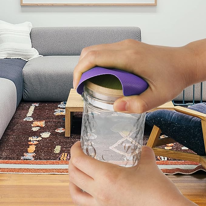 LUTER 4pcs Jar Opener, Rubber, Multi-function Silicone Bottle Opener for Seniors with Weak Hands Lid Cap Gripper Pads Kitchen Coasters Gadgets(Grey, Purple) - Image 5