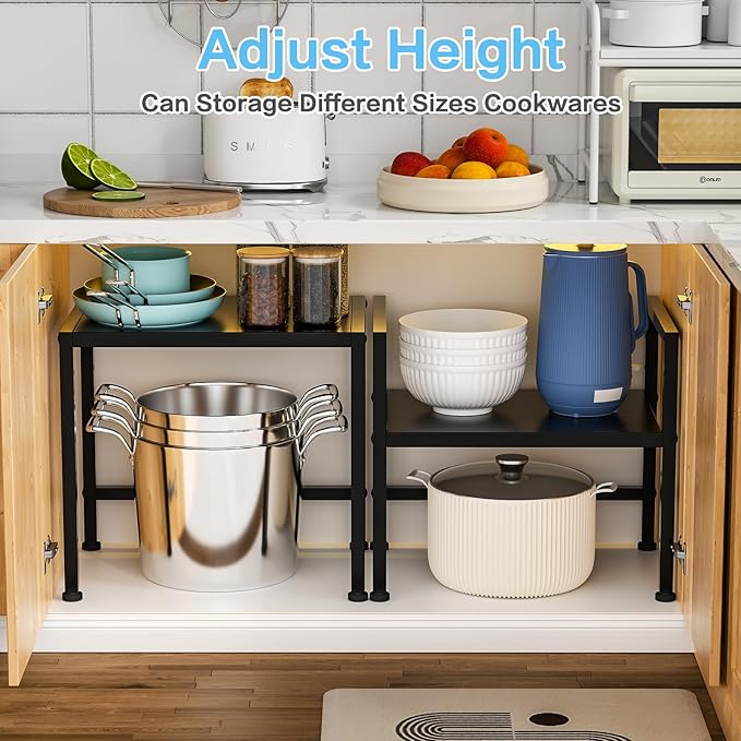 17.3 Inches Metal Storage Shelves,150LBS Heavy Duty Shelving Units and Storage For Small Appliance,Adjustable Utility Storage and Organization Shelf Rack For Kitchen Cabinet Closet Under Sink Pantry - Image 4