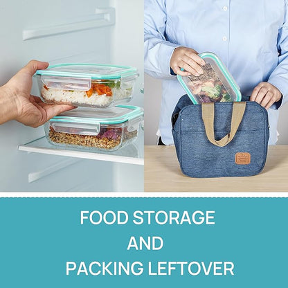 Vtopmart 5Pack 22oz Glass Storage Containers with Lids, Glass Meal Prep Food Container Sets with Snap Airtight Lids for Microwave, Oven, Freezer and Dishwasher, Green - Image 5