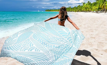 HIHOHO Beach Blanket Waterproof Sandproof Extra Large Beach Mat 79" X 83"/120"x108"for 1-8 Adults Quick Drying Durable Outdoor Picnic Mat for Beach Travel Camping Hiking