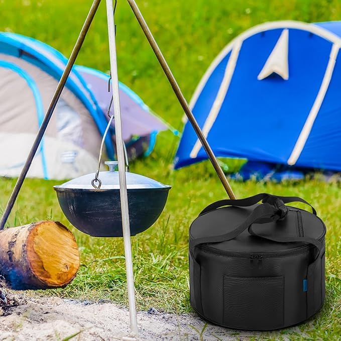 Dutch Oven Bag for 14 Inch,Durable Camp Dutch Oven Storage Bag,Carry Bag Extra Pockets and Sturdy Handles