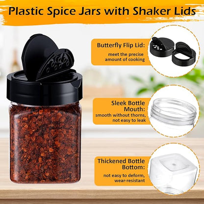 Mimorou 30 Pack Plastic Spice Jars with Shaker Lids Clear Seasoning Containers Spice Bottles for Kitchen Storing Spice Herbs Seasoning Powders(Square,6.1 oz) - Image 3