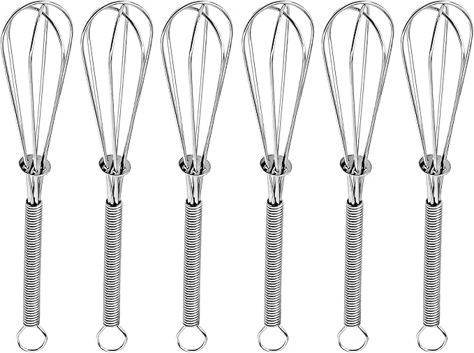 Anaeat 6 Pack Small Wire Whisks, Portable Stainless Steel Kitchen Tiny Whisk & Egg Beater with Thick Wire - Sturdy Mini Mixing Balloon for Cooking, Blending, Whiping, Beating and Stirring (6") by Anaeat