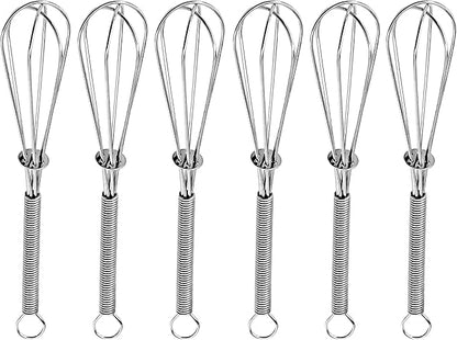 Anaeat 6 Pack Small Wire Whisks, Portable Stainless Steel Kitchen Tiny Whisk & Egg Beater with Thick Wire - Sturdy Mini Mixing Balloon for Cooking, Blending, Whiping, Beating and Stirring (6") by Anaeat