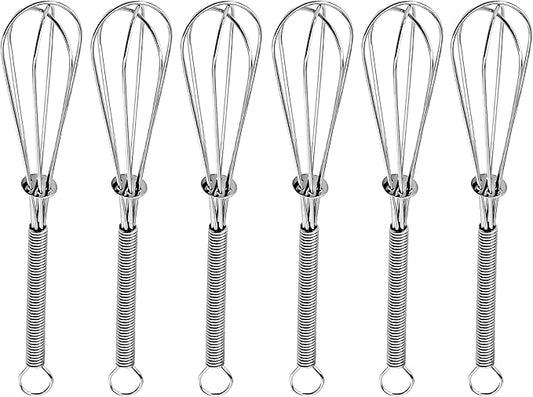 Anaeat 6 Pack Small Wire Whisks, Portable Stainless Steel Kitchen Tiny Whisk & Egg Beater with Thick Wire - Sturdy Mini Mixing Balloon for Cooking, Blending, Whiping, Beating and Stirring (6") by Anaeat