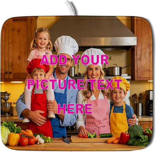 Custom Personalized Dish Drying Mat for Kitchen Counter Customized Dying Pad with Picture Text Home Decor by Giwawa