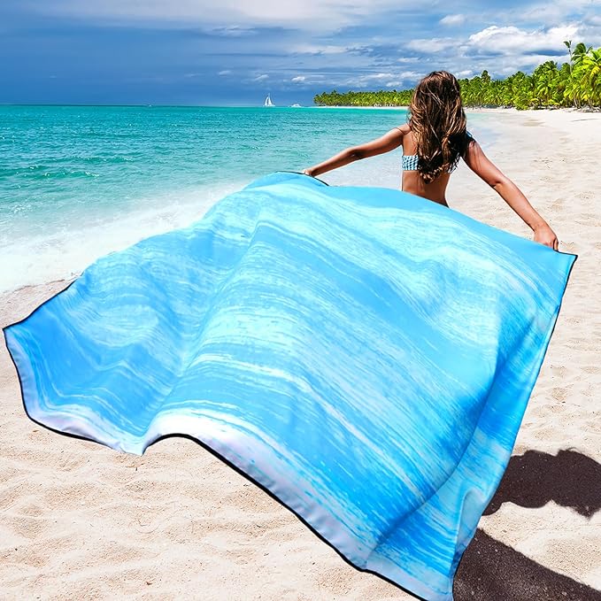 WIWIGO Beach Blanket Waterproof Sandproof Beach Mat 79" X 83"/10'x9'for 2-8 Adults Quick Drying Outdoor Picnic Mat Beach Accessories for Travel, Camping, Hiking - Image 3