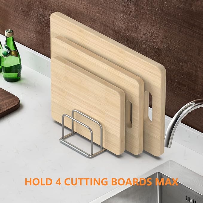 KORRTFID Cutting Board Organizer Stand Holder,304 Stainless Steel Chopping Board Holder,Pot Pan Lid Holder Rack kitchen Shelf Bakeware,Cookie Sheets Organizer (1.0 Inch Width Slots) - Image 5
