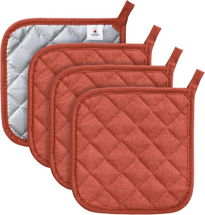 Joyhalo 4 Pack Pot Holders for Kitchen,Cotton Oven Holder with Great Heat Resistance,Non Slip Hot Pads for Kitchen Clearance,Spice by Joyhalo