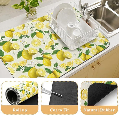 Kitchen Countertop Dish Drying Mat,Super Absorbent Coffee Bar Mat for Maker Espresso Machine, Anti-Slip Accessories for Kitchen Countertops 23x15 Inch