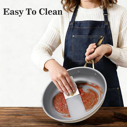 7-Piece Ceramic Nonstick Cookware Set with Lids - PFAS/PTFE/PFOA Free, Interior & Exterior Ceramic Coating -Easy to Clean- Kitchen Storage-All Stovetop Compatible & Oven-Safe up to 480°F
