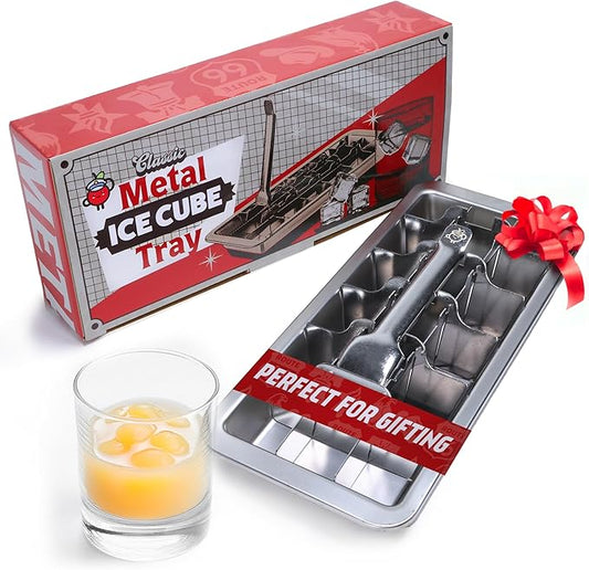 Stainless Steel Ice Cube Tray with lever (11", 18 cubes), Classic Metal Ice Cube Trays for Freezer, Vintage & Retro, Non Toxic, Plastic Free, Dishwasher safe by CaptainCranberry