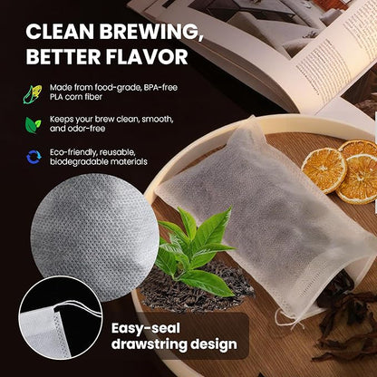 Cold Brew Bags, 100 Count Brew Coffee Filter Bags, 6 * 8 Inch Fine Mesh Drawstring Pouches, Fits Mason Jars & French Press, Ideal for Tea, Herbs & Spices - Image 7