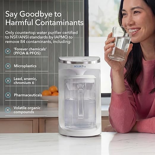 AquaTru Carafe Countertop Water Purifier | Compact 4-Stage Reverse Osmosis System with Glass Carafe Removes 84 Contaminants Including Forever Chemicals, Lead & Fluoride | No Plumbing - Image 3