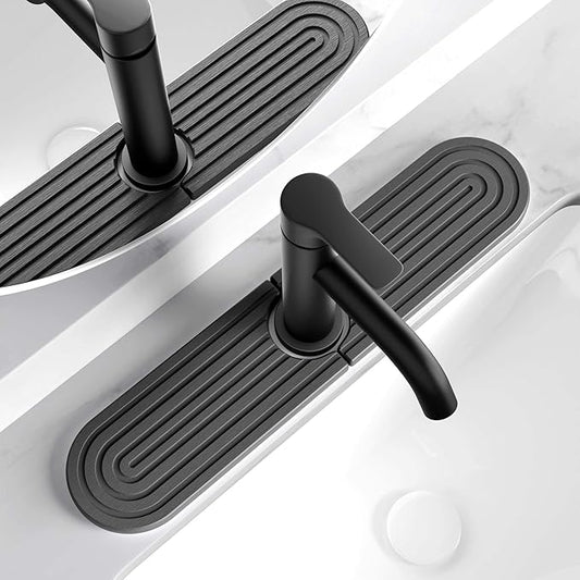 Dreatim Kitchen Faucet Absorbent Mat - Diatomite Stone Sink Tray, Quick Drying, Modern Design - Durable Faucet Drip Mat for Kitchen Sink and Bathroom Counter [17.7" x 3.9", Dark Grey]