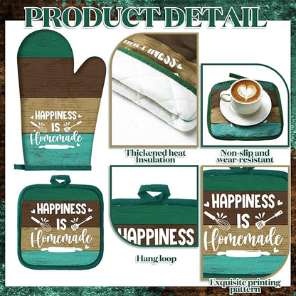 Leinuosen 8 Pcs Kitchen Towels and Oven Mitts Sets Pot Holders Dishcloths Set Kitchen Decorative Accessories Absorbent Potholders Heat Resistant for Chef Baking Cooking - Image 5