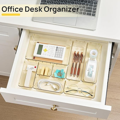 Vtopmart 25 PCS Clear Plastic Drawer Organizers Set, 4-Size Versatile Bathroom and Vanity Drawer Organizer Trays, Storage Bins for Makeup, Bedroom, Kitchen Gadgets Utensils and Office - Image 4
