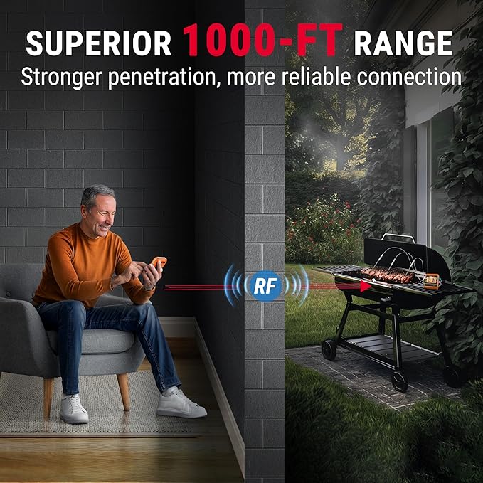 TempPro TP829 1000ft Wireless Meat Thermometer Digital for Grilling and Smoking, 4 Meat Probes Grill Thermometer for Outside Grill, BBQ Thermometer for Cooking Food Temperature (Previously ThermoPro) - Image 3