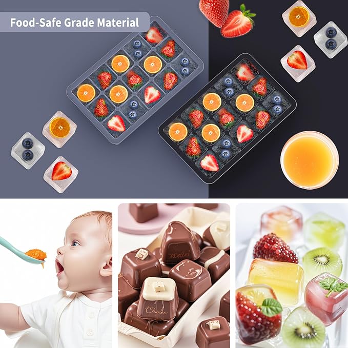 Silicone Ice Cube Tray 3 Pack, HANCELANT Ice Cube Mold, Ice Trays for Freezer with Lid for Whiskey, Baby Food, BPA Free, Easy Release - Image 7