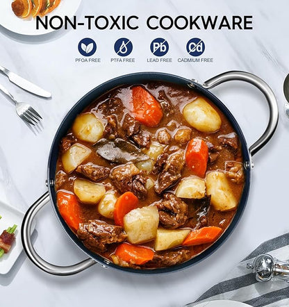 MICHELANGELO 8 Quart Stock Pot with Lid, Non Toxic Cooking Pot, Ceramic Soup Pots with Lid, Non Stick Pot with Stainless Steel Handle, Induction Compatible - Image 2