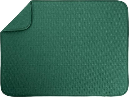 S&T INC. Dish Drying Mat XL, 18” x 24”, Absorbent Microfiber Kitchen Counter Mat, Drying Pad for Dishes, Utensils, Pots and Pans, Extra Large, Diamond Texture, Emerald Green by STINC