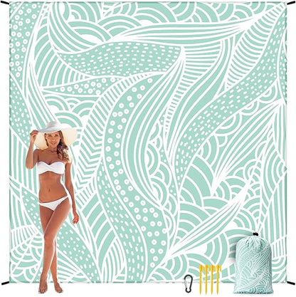 WIWIGO Beach Blanket Waterproof Sandproof Beach Mat 79" X 83"/10'x9'for 2-8 Adults Quick Drying Outdoor Picnic Mat Beach Accessories for Travel, Camping, Hiking - Image 6