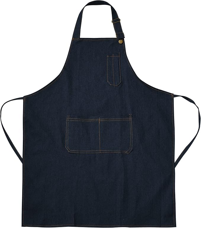 Tosewever Canvas Cross Back Chef Cotton Aprons for Men Women with Large Pockets by Tosewever